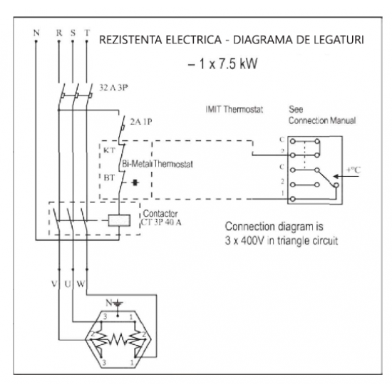 Rezistenta electrica 7.5 kw (7500w) pentru Boilere, Puffere si Rezervoare Apa Calda Menajera 