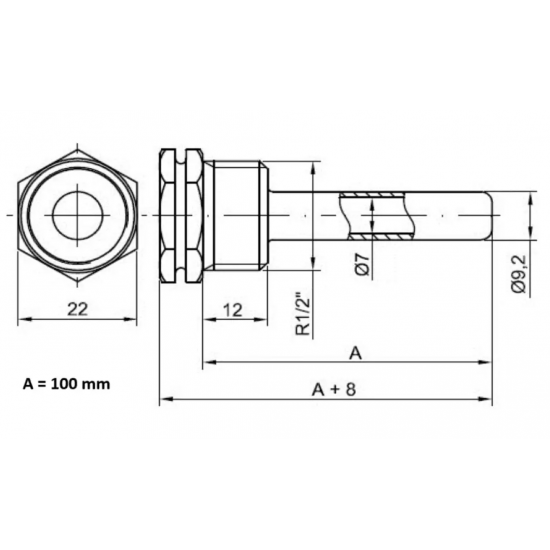 Teaca Sonda de Temperatura Ø9.2 x 7 - 1/2" -  10 cm 
