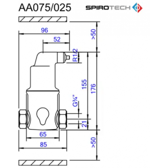 Separator de Aer AA075025 Spirovent din alama– Orizontal 3/4"– 150°C 25 bar – SPIROTECH