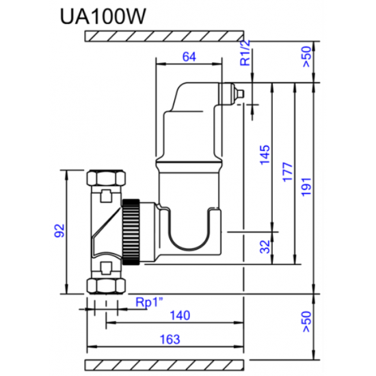 Separator de Aer UA100W Spirovent din alama– Vertical 1"– 110°C 10 bar – SPIROTECH
