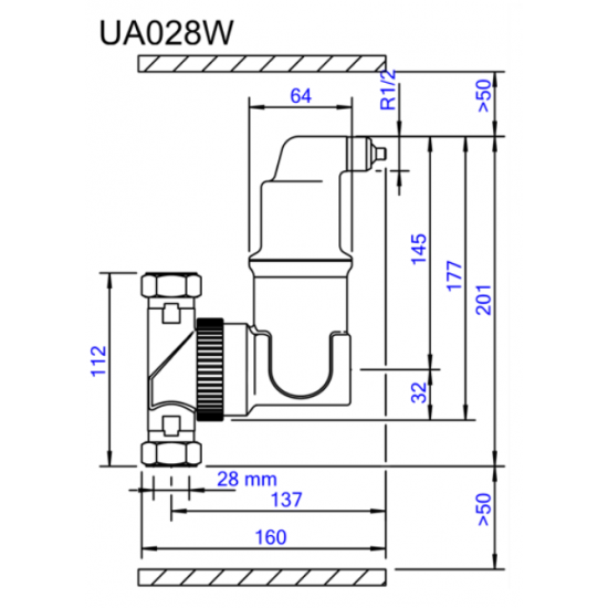 Separator de Aer UA022W Spirovent din alama– Vertical 22mm– 110°C 10 bar – SPIROTECH