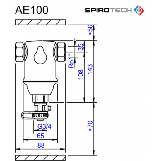 Separator de namol si impuritati orizontal din alama  SiroTrap AE100 - 1" - 110°C, 10 bar - SPIROTECH