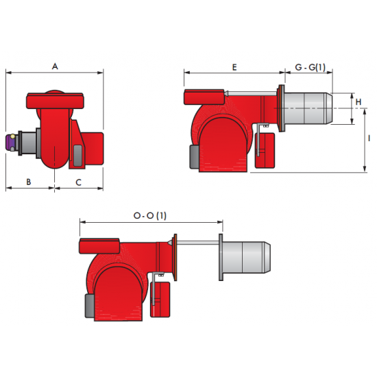 Arzator pe CLU / Pacura Riello Press P 60 N TL cu functionare in 2 trepte, Tun Lung, Putere: 171/342 - 684 Kw