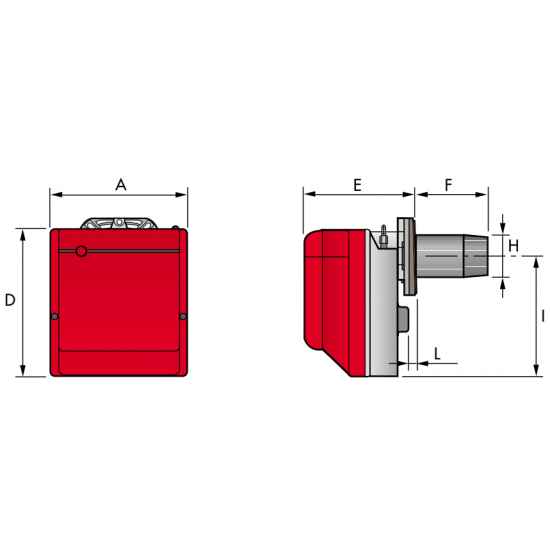 Arzator pe motorina Riello Guliver RG5D cu functionare in 2 treapte, Putere: 95/142 - 296 Kw