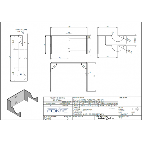 Consola de fixare butelie de egalizare FOME 6911 - 6,2 mc/h