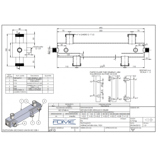 Butelie de Egalizare FOME Izolata 6910 80/80 - Debit 4.5 mc, Putere 104.67 Kw