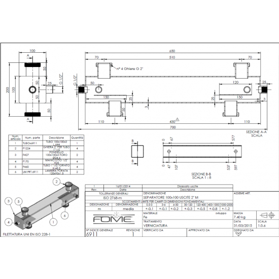 Butelie de Egalizare FOME Izolata 6911 100/100 - Debit 7.5 mc, Putere 144.21 Kw