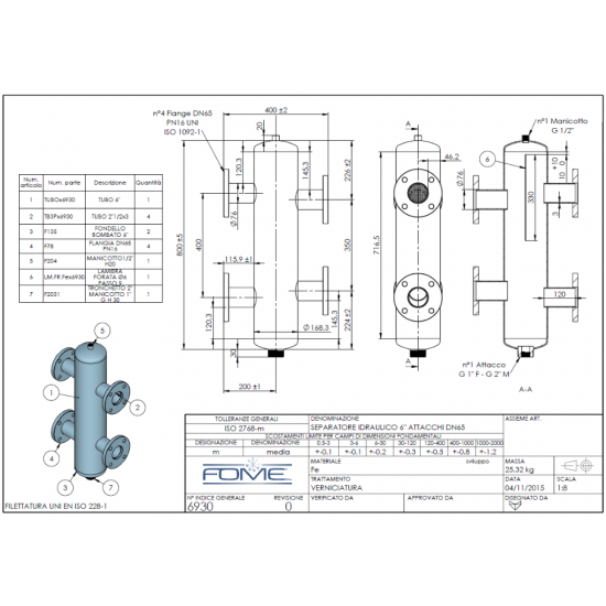 Butelie de Egalizare FOME Izolata BEP  6930 -  Debit 20 mc/h - 465 kW - consola inclusa