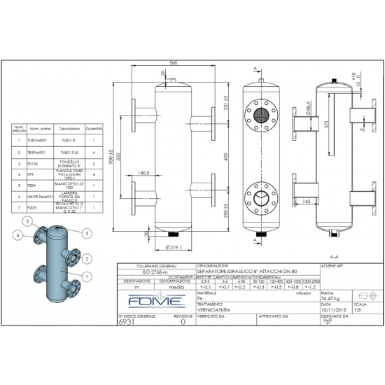 Butelie de Egalizare FOME Izolata BEP 6931 -  Debit 30 mc/h - 697 kW - consola inclusa