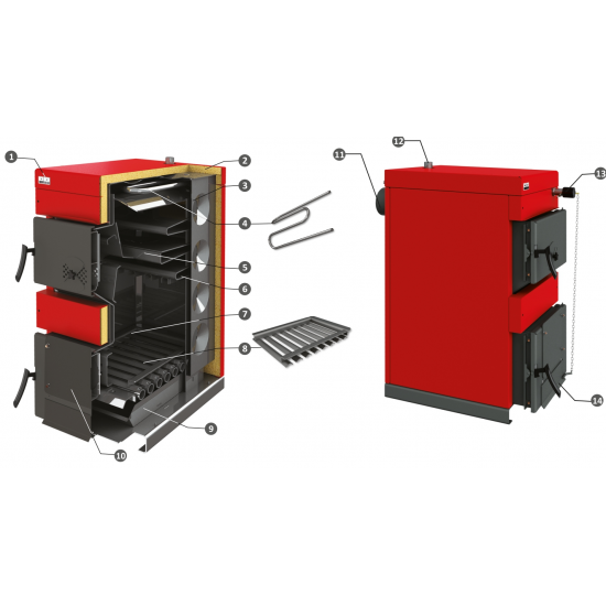 Cazan pe Combustibil Solid cu Ardere Clasica Burnit NWB MAX 30 kw v2 - Sunsystem