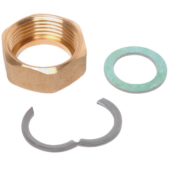 Set 4 conectori 16 x 3/4 (piulite, garnitura clingerit, inel de siguranta)  pentru instalarea teavii din inox gorfata 