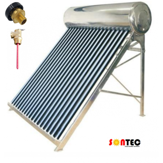 Sistem Solar Presurizat Apa Calda - 180/18 - Boiler inox 180 litri cu 18 Tuburi cu Supapa Temperatura si Presiune si Supapa Admisie Aer