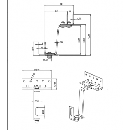 Suport din Inox Reglabil pentru Montajul Panourilor Solare pe Acoperis tip Tigla