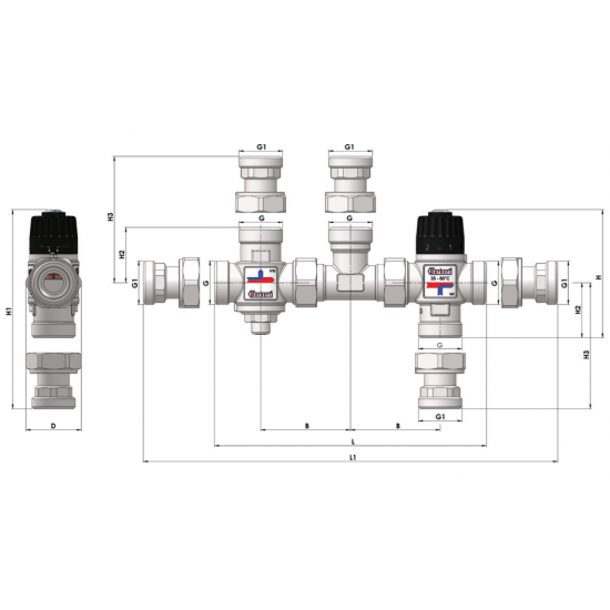 BARBERI V20 - Kit de amestec cu vana deviatoare pentru boiler 1"
