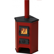 Soba/Semineu MBS Corner pe lemne, brichete sau carbune - putere 6.1 Kw Rosu
