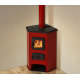 Soba/Semineu MBS Corner pe lemne, brichete sau carbune - putere 6.1 Kw Rosu