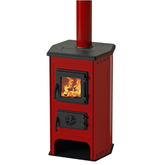 Soba/Semineu MBS Hit pe lemne brichete sau carbune putere 6.1 Kw rosu