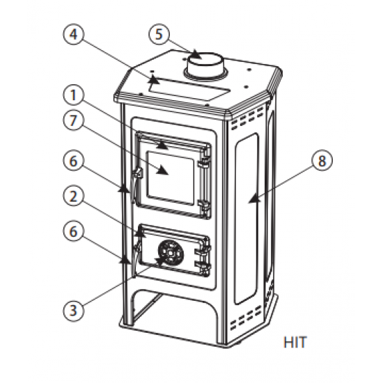 Soba/Semineu MBS Hit pe lemne brichete sau carbune putere 6.1 Kw rosu