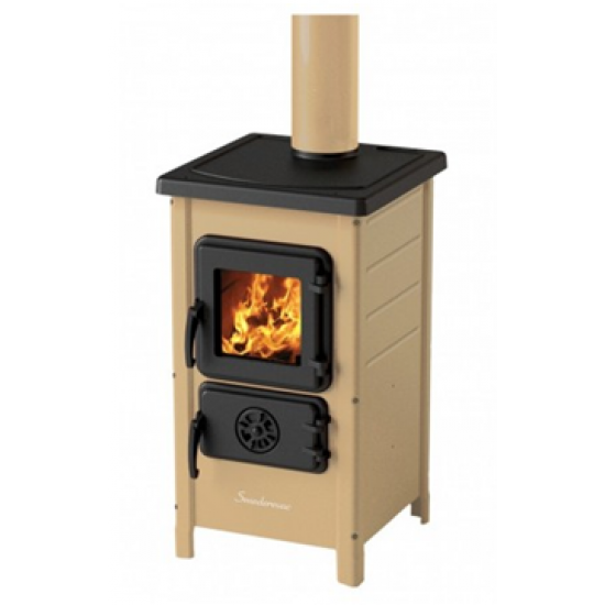 Soba/Semineu MBS HAPPY pe lemne, brichete sau carbune - putere 6 Kw Crem