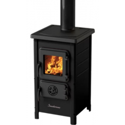Soba/Semineu MBS HAPPY pe lemne, brichete sau carbune - putere 6 Kw Negru