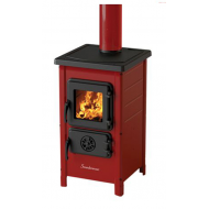 Soba/Semineu MBS HAPPY pe lemne, brichete sau carbune - putere 6 Kw Rosu