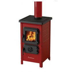 Soba/Semineu MBS HAPPY pe lemne, brichete sau carbune - putere 6 Kw Rosu