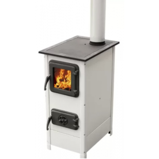 Soba/Semineu MBS Herra pe lemne, brichete sau carbune - putere 6 Kw Alb