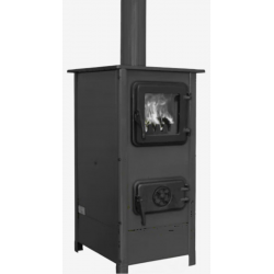 Soba/Semineu MBS Herra pe lemne, brichete sau carbune - putere 6 Kw Negru