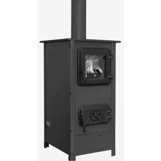 Soba/Semineu MBS Herra pe lemne, brichete sau carbune - putere 6 Kw Negru