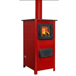 Soba/Semineu MBS Herra pe lemne, brichete sau carbune - putere 6 Kw Rosu