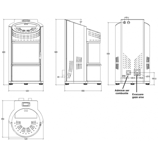 Semineu Pe Peleți Sontec Round 11 Kw Culoare Bordo