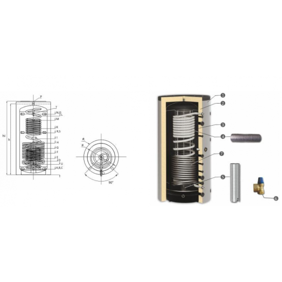 Puffer Combinat Igienic Sunsystem HYG BR 500 cu Preparare Rapida ACM + 1 Serpentina Agent Termic