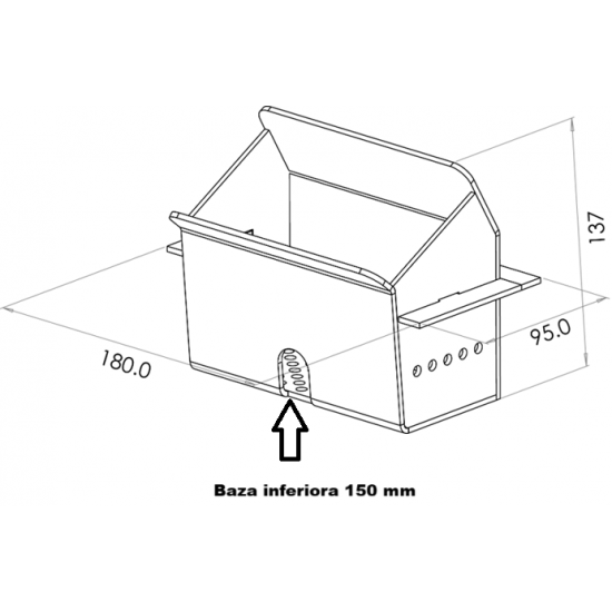 Cuva/Creuzet/Focar Ardere Peleti Seminee si Termoseminee: 15 cm Lungime Baza